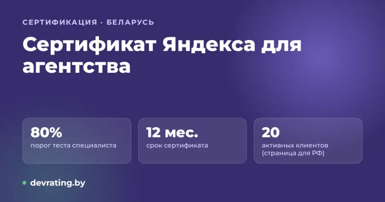 Сертификат Яндекса для агентства в Беларуси: что нужно в 2026 году